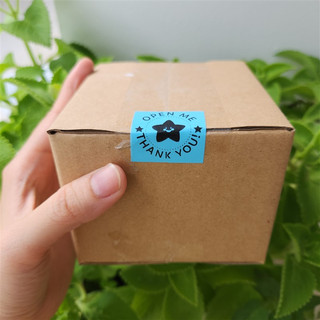 Sét 50 Tem cảm ơn, quay clip, openme màu xanh dương có sẵn keo kích thước 3x3cm