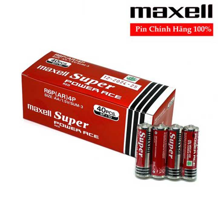 Pin AA Maxell super power ace R6P hộp 40 viên chính hãng | Shopee Việt Nam