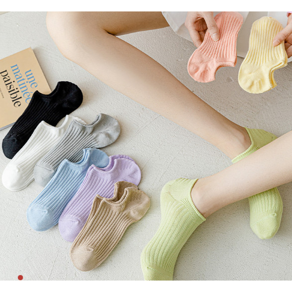Vớ Tất cotton Nữ cổ thấp đủ màu phong cách trẻ trung và năng động.