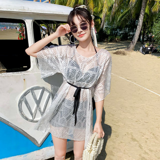 Bộ Đồ Bơi Bikini 3 Mảnh Ôm Dáng Che Bụng Kèm Áo Khoác Ngoài Ren Thời Trang