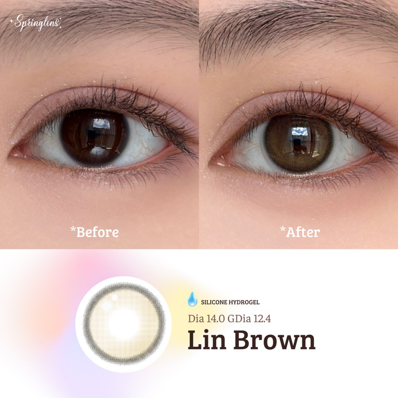 Lens Silicone Hydrogel LIN BROWN nâu hổ phách vàng vỉ 6 tháng không giãn @spring.lens