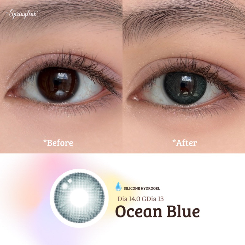 Lens Silicone Hydrogel OCEAN BLUE xanh biển vỉ 6 tháng | Kính áp tròng @spring.lens