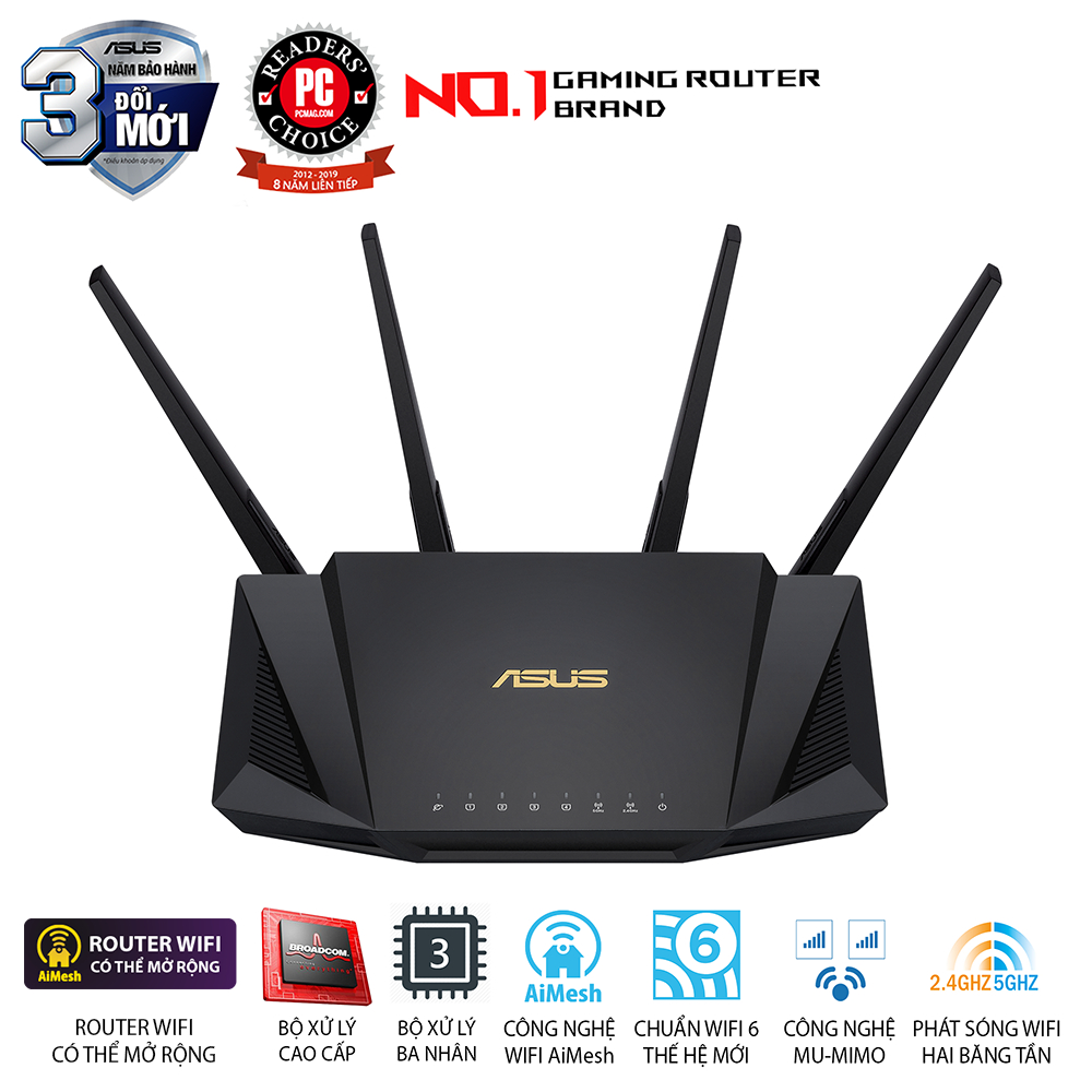 [TẶNG VOUCHER GOT IT 10%]  ASUS RT-AX3000 (Gaming Router) Wifi AX3000 2 băng tần, router WiFi có thể mở rộng