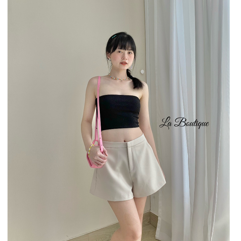 Quần Short Ống Rộng Vải Carolan LA BOUTIQUE Lưng Cao Hack Dáng Nhiều Màu Năng Động Trẻ Trung spe