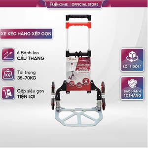 Xe kéo đẩy hàng leo cầu thang 6 bánh 70kg gấp gọn Nhập Khẩu Fujihome, xe đẩy hàng lên xuống đa năng siêu thị