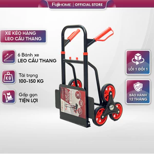 Xe đẩy hàng leo cầu thang 6 bánh rút gọn tải trọng 150kg Nhật Bản FUJIHOME 6150, xe kéo hàng lên xuống cầu thang xếp gọn