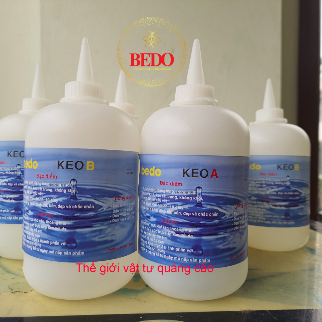 Keo dán AB 2 thành phần trong suốt BEDO kết dính mạnh, dán mica, nhôm, inox, kính đa vật liệu