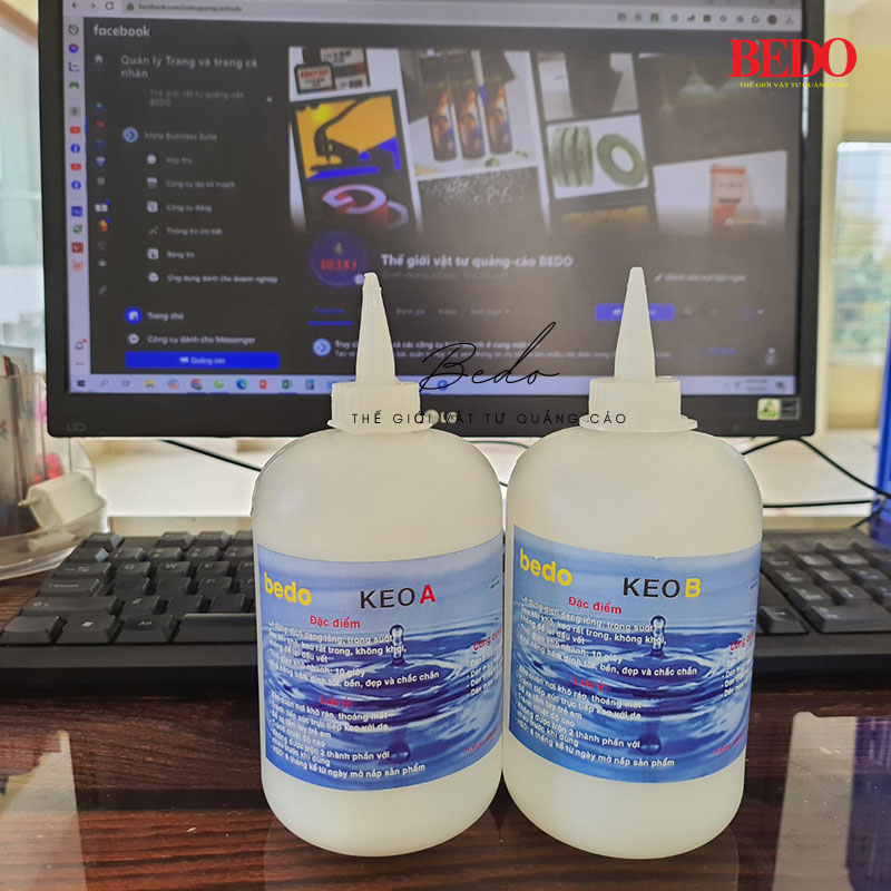 Keo dán AB 2 thành phần trong suốt BEDO kết dính mạnh, dán mica, nhôm, inox, kính đa vật liệu