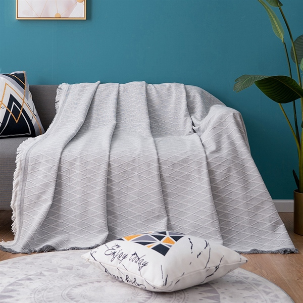 Chăn Thảm Phủ Ghế Sofa Vintage Tua Rua Màu Trơn Phong Cách Hiện Đại