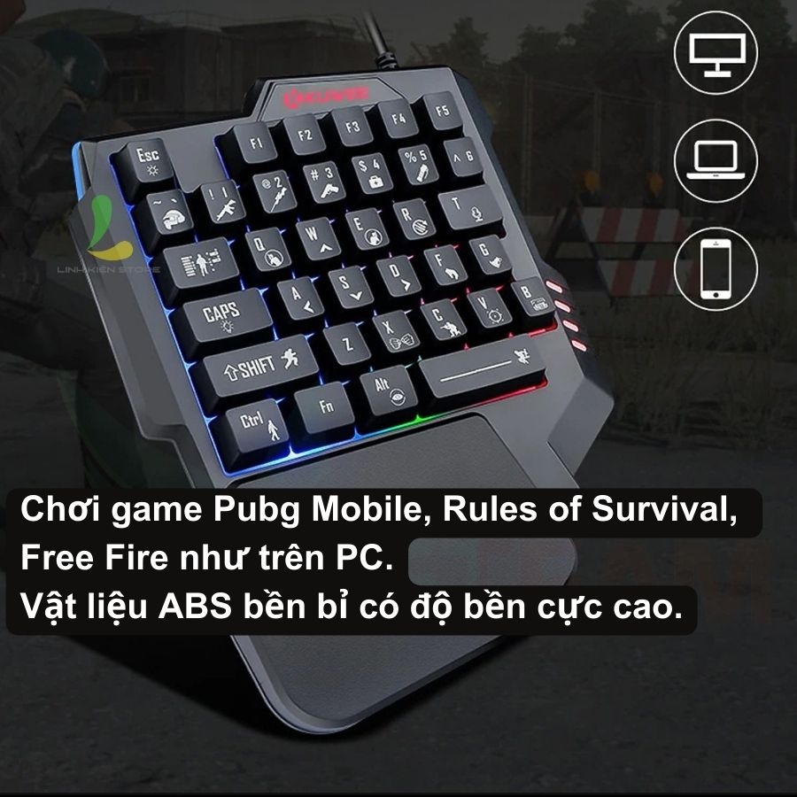 Bàn Phím Giả Cơ Một Tay K13 / K15 Dùng Cho IOS, Android, PC Full LED - Bàn Phím PUBG Mobile | BigBuy360 - bigbuy360.vn