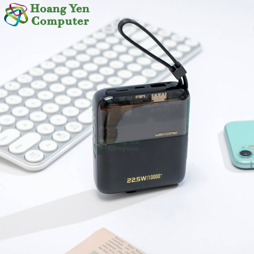 Sạc Dự Phòng Wekome WP-309 10000mAh (Sạc Nhanh PD20W, QC3.0 18W, VOOC 22.5W, Tích Hợp Cáp Sạc) - BH 1 Năm