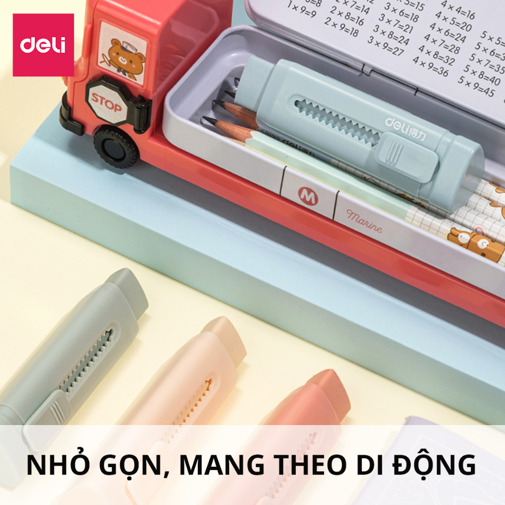 Gôm Tẩy Chì Tam Giác Dạng Kéo Màu Pastel Deli - Không Dính Tay, Không Bụi Bẩn Tiện Dụng Cho Học Sinh - Màu Ngẫu Nhiên