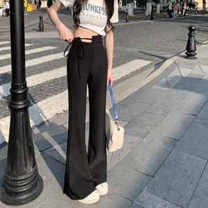 Quần dài ống loe chất thun lưng cao cột dây cut eo hack dáng Lolalalo Trend 2023