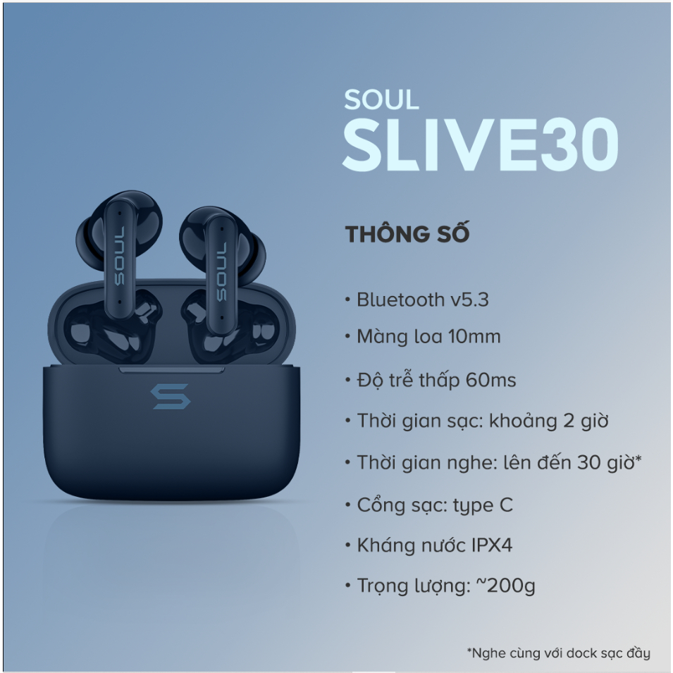 Ảnh Tai nghe TrueWireless SOUL S-Live 30 - Công nghệ chống ồn ENC, Kháng nước IPX4, Bluetooth 5.3, Độ trễ 60ms, BH 12 tháng 1