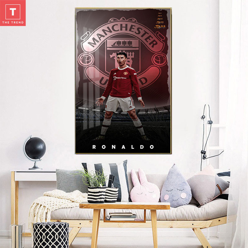 (Ronaldo CR7-MU)Tranh tráng gương treo tường Cristiano RonaldoCR7 khoác ...