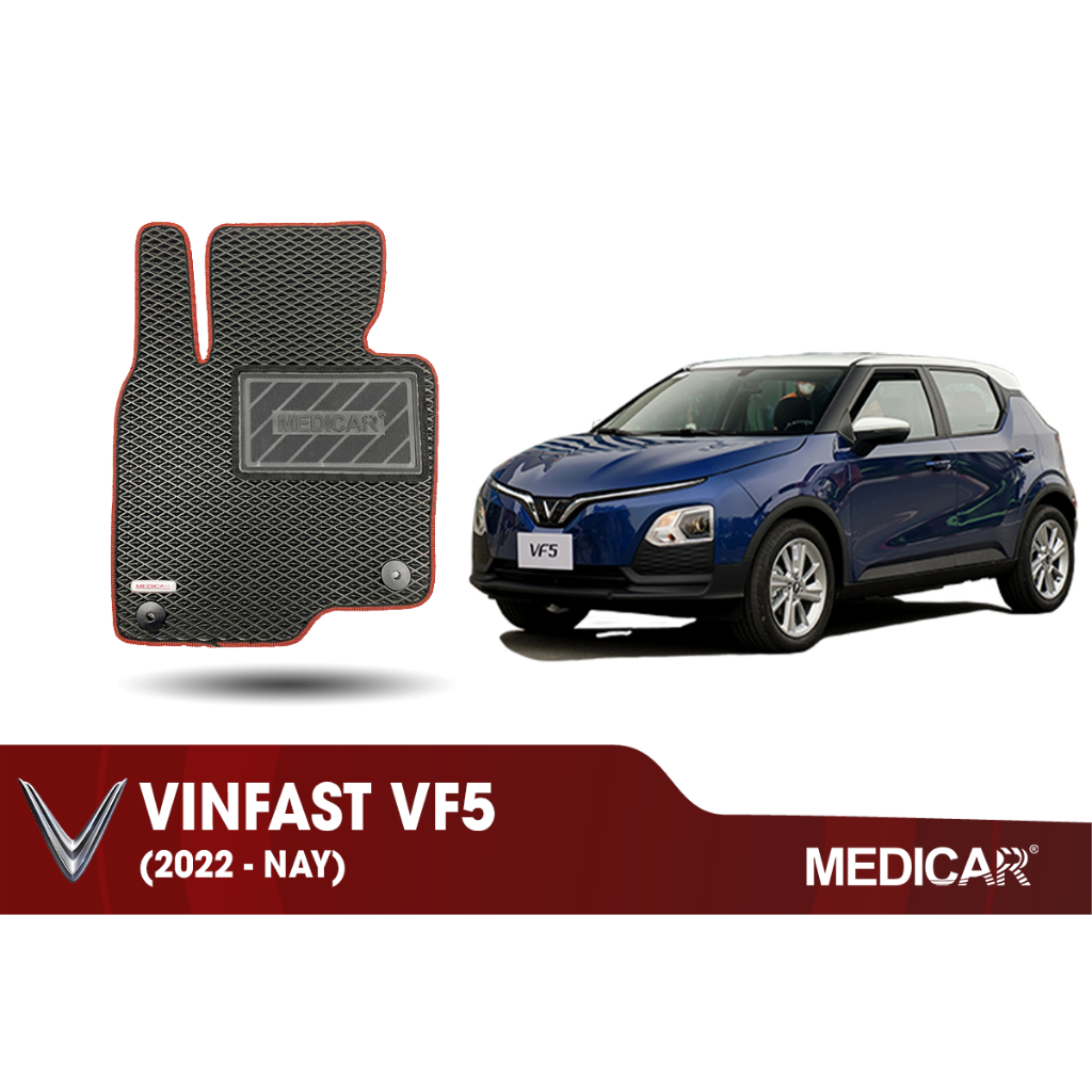 Thảm lót sàn ô tô xe Vinfast VF5 (2022-Hiện tại) MEDICAR, thảm sàn ô tô bằng cao su cao cấp, siêu nhẹ, dễ lắp đặt