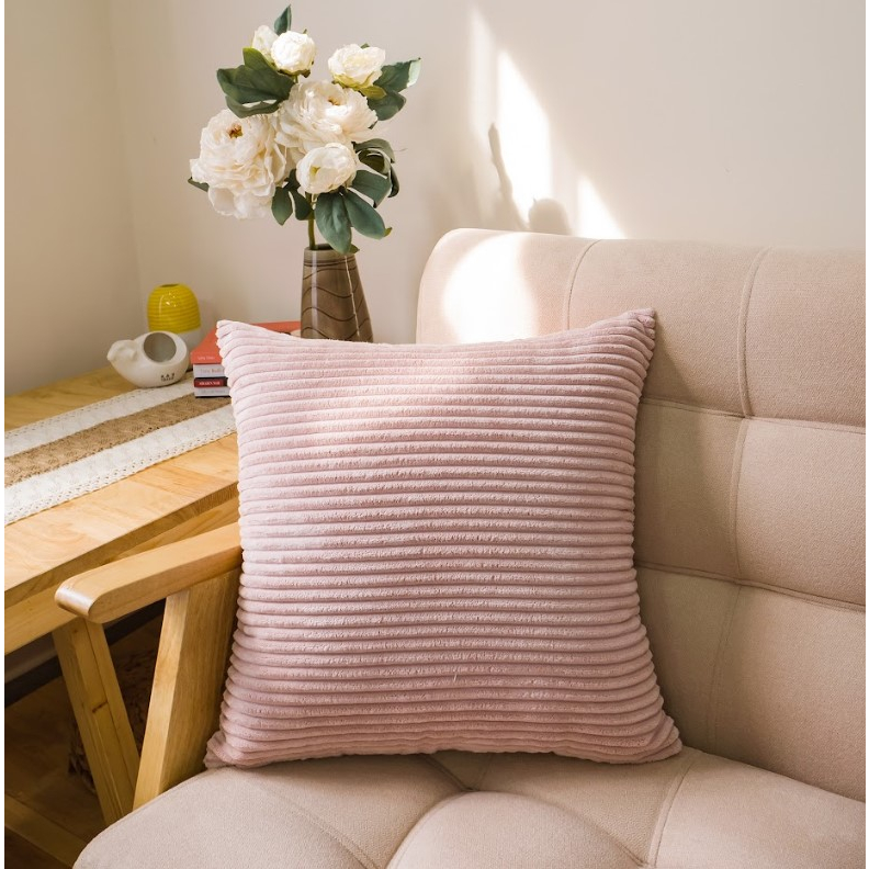 Vỏ Gối Tựa Lưng Sofa Nhung Trơn Sọc Sang Trọng Passion