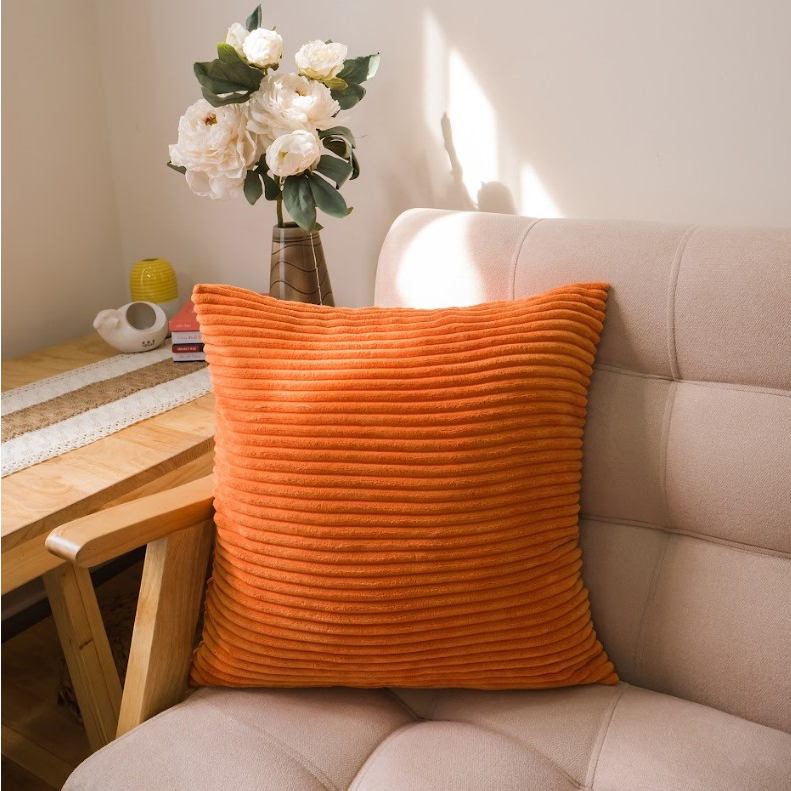 Vỏ Gối Tựa Lưng Sofa Nhung Trơn Sọc Sang Trọng Passion