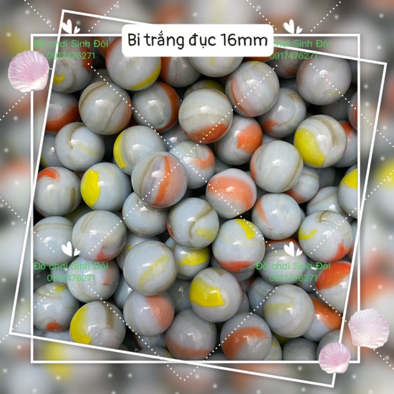 1 kg bi thuỷ tinh 16mm trắng sữa - bi ve truyền thống - bi trang trí ...