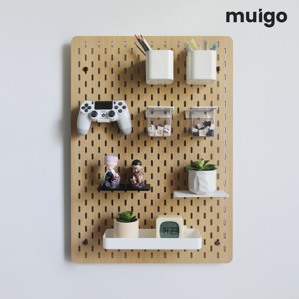 [Tặng phụ kiện] BẢNG PEGBOARD GỖ TREO TƯỜNG MÀU NÂU VÀNG | Bảng Lỗ Decor Tiện Dụng, Tối Ưu Không Gian