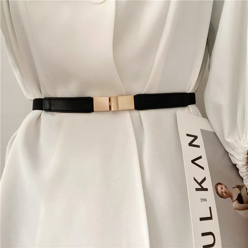 Đai váy chun co giãn dây thắt lưng thun mặt bạc gài DV17 bản nhỏ 1.5cm dây nịt blazer áo sơ mi váy  Đai thắt váy Horizon