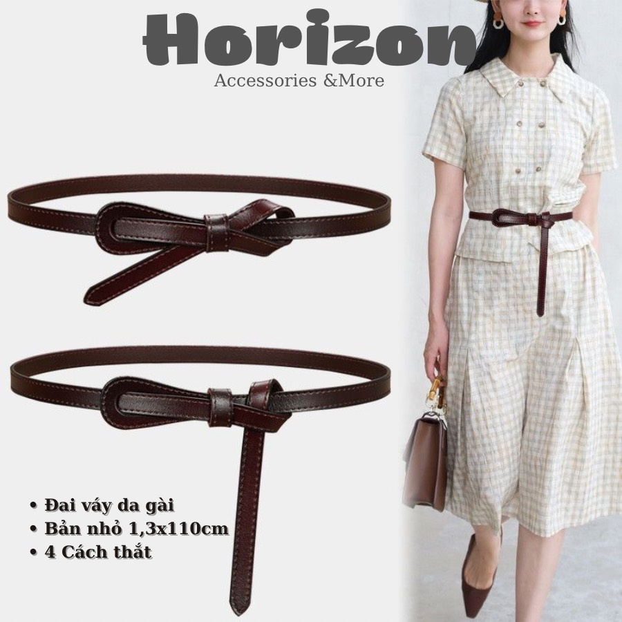 Đai váy da dây thắt lưng nam nữ DV18 gài bản nhỏ 1.3cm sang chảnh dây nịt blazer áo sơ mi váy Đai thắt váy