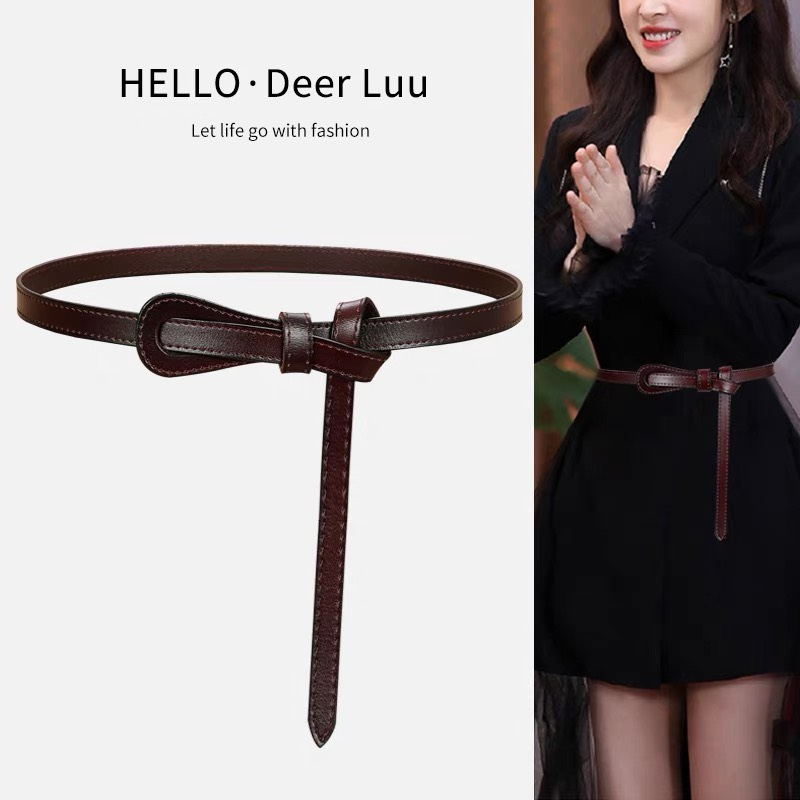 Đai váy da dây thắt lưng nam nữ DV18 gài bản nhỏ 1.3cm sang chảnh dây nịt blazer áo sơ mi váy Đai thắt váy