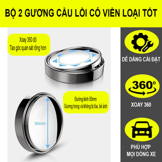 Gương Cầu Lồi Ô Tô Cao Cấp Gương Cầu Lồi Ô Tô Chính Hãng 3R Có Viền Xoay 360 An Toàn Khi Lái Xe