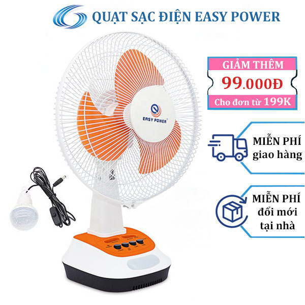 Quạt Sạc điện Tích Hợp Dùng Năng Lượng Mặt Trời Có đèn Led Easy Power