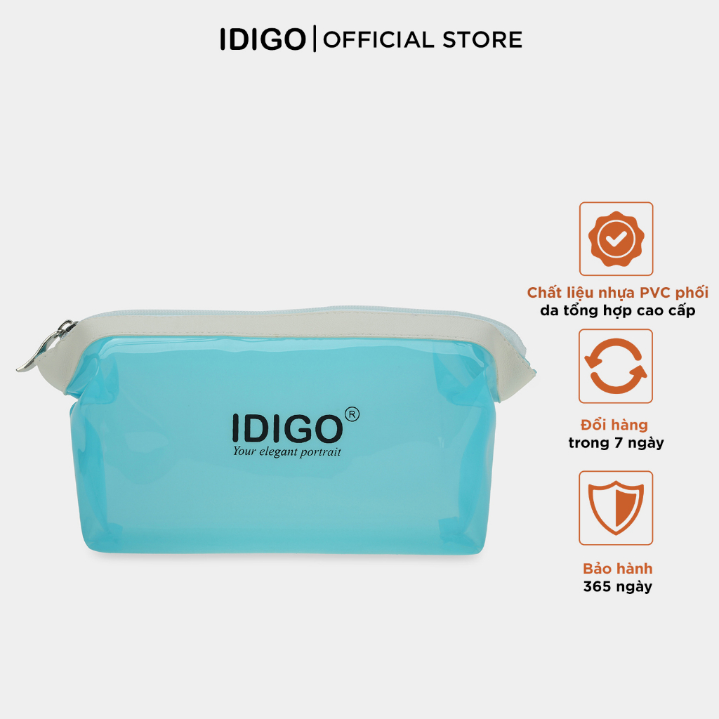Túi đựng mỹ phẩm nhựa PVC dẻo trong suốt, chống thấm nước, túi đựng đồ trang điểm tiện lợi cầm tay IDIGO FP5-1101