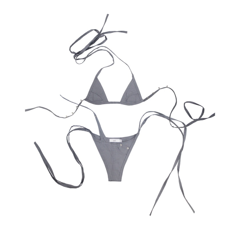 (CHE TÊN) SET ĐỒ BƠI BIKINI PHỐI ĐINH TÁN - ULTRAVIOLENCE BIKINI (GREY) | BigBuy360 - bigbuy360.vn