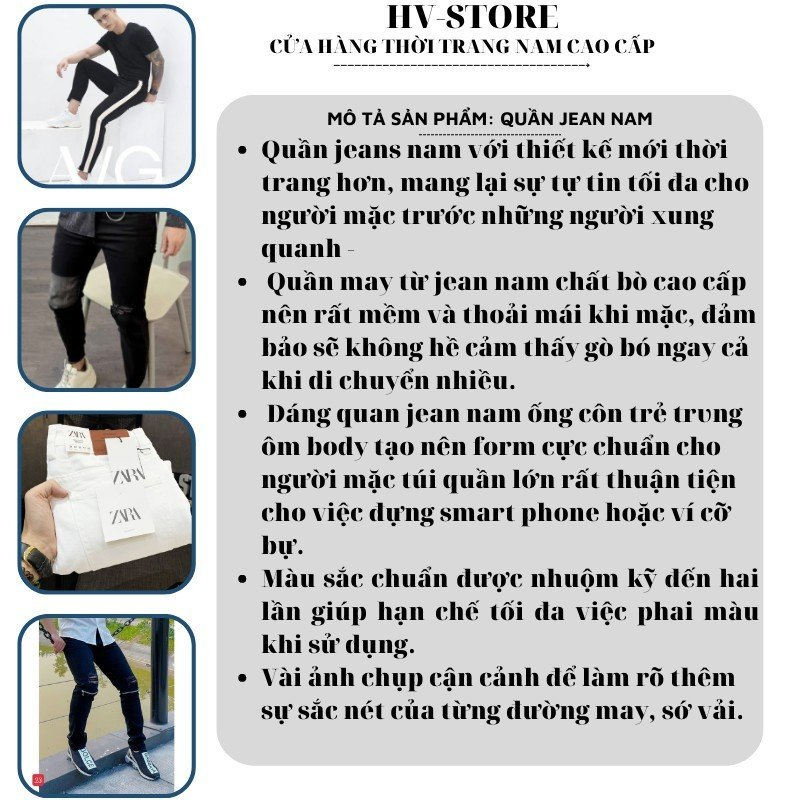 Quần jean nam phối logo DR,Quần jean nam rách vá màu đen đậm trơn chất liệu bò cao cấp co dãn 4 chiều form dáng skinny