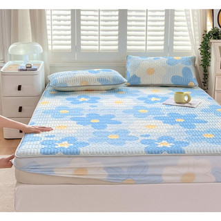 Chiếu điều hòa cao su non kèm chăn thun lạnh, set 4 món chiếu cao su non bọc đệm cao từ 5cm đến 30cm
