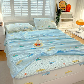 Chiếu điều hòa cao su non kèm chăn thun lạnh, set 4 món chiếu cao su non bọc đệm cao từ 5cm đến 30cm