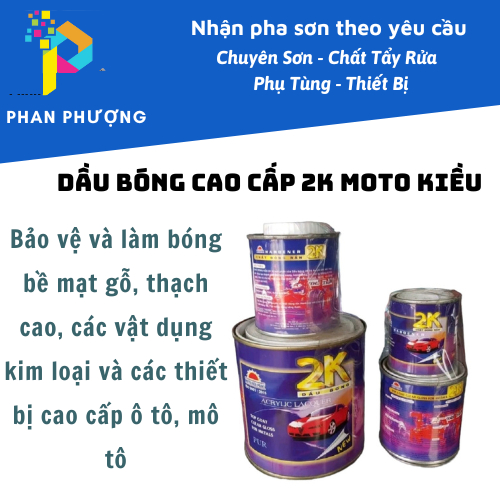 SƠN DẦU BÓNG CAO CẤP 2K MOTO KIỀU + LON CHẤT CỨNG (350GR, 1150GR)