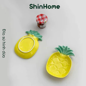 Đĩa sứ quả dứa cho bé ăn dặm, đĩa sứ hoa quả (size nhỏ)