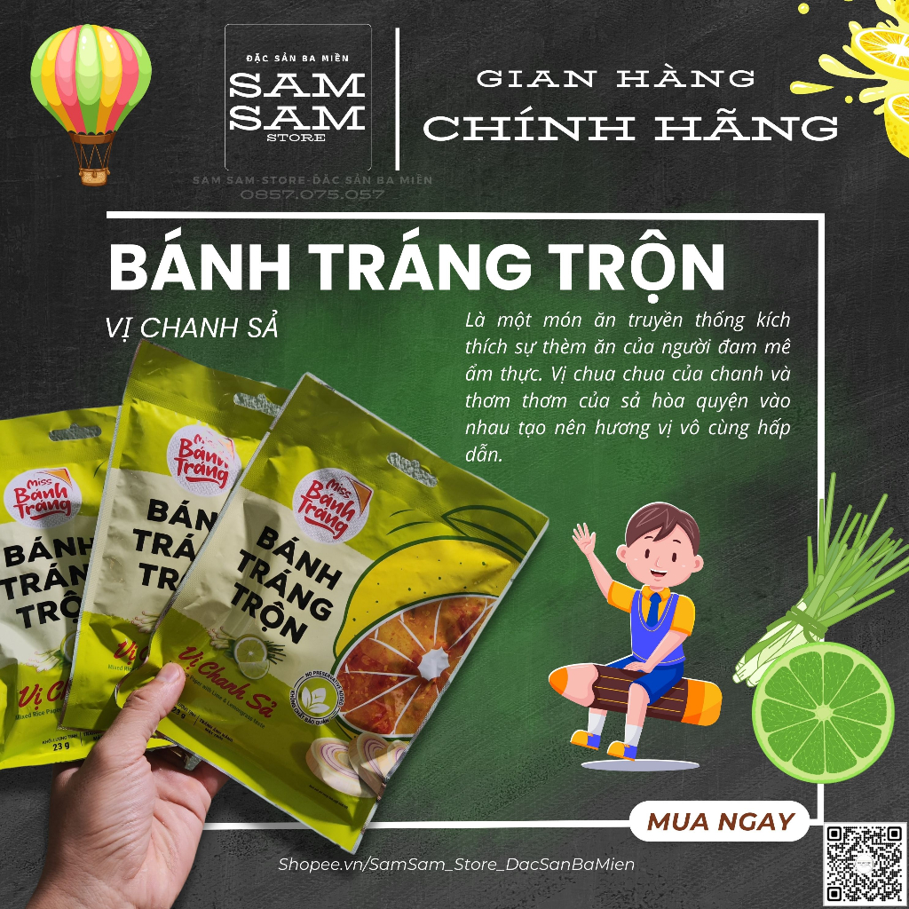 [Mới] Bánh Tráng Trộn Bịch Trọng Lượng 23g Vị Chanh Sả Thương Hiệu Miss Bánh Tráng Đặc Biệt Thơm Ngon Giá Cả Phải Chăng