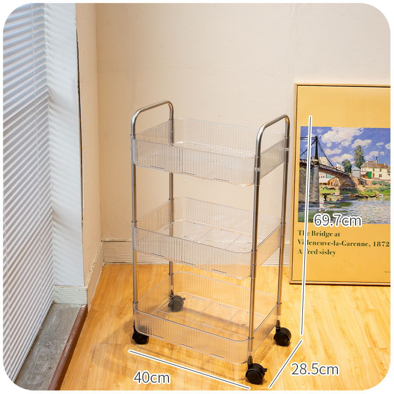 Kệ Để Đồ Trong Suốt Có Bánh Xe Xoay 360 Độ Tiện Lợi, Giá Để Đồ Đa Năng