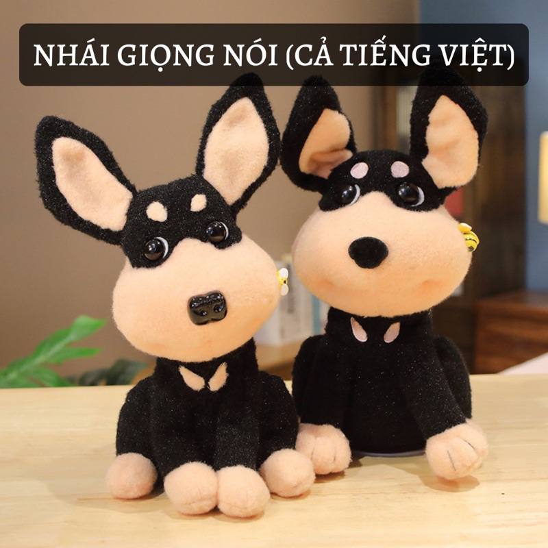 Đồ Chơi Chó Bông Điện Tử Sợ Ong Chích, Chú Chó Nhồi Bông Biết Kêu Biết Hát PUKAPI