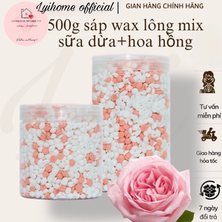 500gr Sáp wax lông sữa dừa mix sáp hoa hồng cao cấp siêu bám lông dùng cho da nhạy cảm,tẩy lông nhanh chóng Lyihome