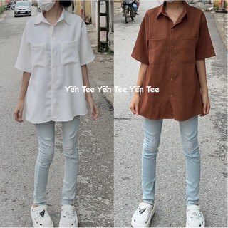 Áo sơ mi đi học 2 túi vuông Yến Tee Shop , chất nhung lì cao cấp không lộ #1016