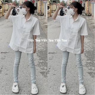 Áo sơ mi 1 túi from rộng Yến Tee ,chất nhung lì cao cấp không lộ #1021