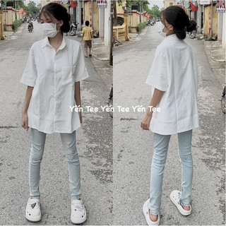 Áo sơ mi 1 túi from rộng Yến Tee ,chất nhung lì cao cấp không lộ #1021