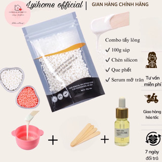 Combo sáp wax lông nóng loại cao cấp gói 200g siêu sạch, siêu bám dùng cho da nhạy cảm và mọi loại da LYIHOME