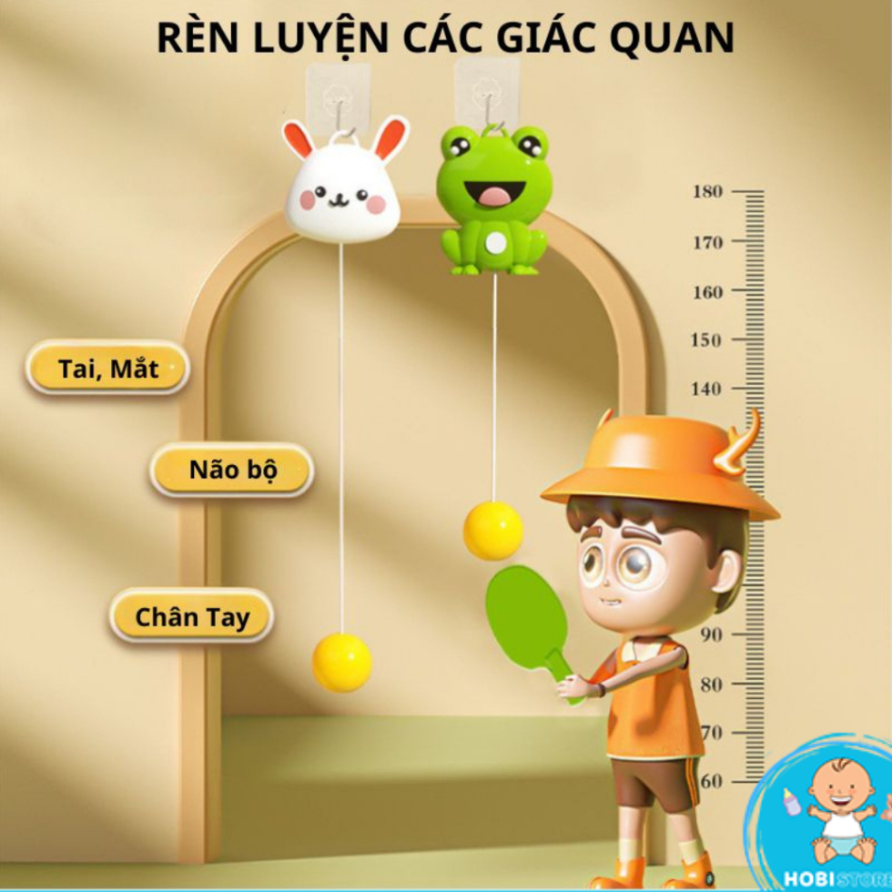 Đồ chơi bóng bàn phản xạ treo tường gắn cửa luyện tập  vận động thể thao trong nhà tăng khả năng phản xạ cho bé