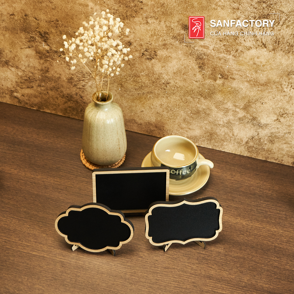 Bảng viết phấn để bàn mini trang trí tiệc cưới, sinh nhật SAN-VP07, tặng Kèm Chân đế + phấn màu