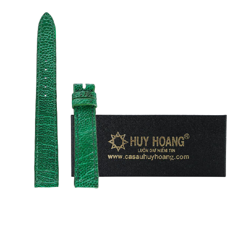 Dây đồng hồ Huy Hoàng da đà điểu size 12, 14 màu xanh lá cây HP8464