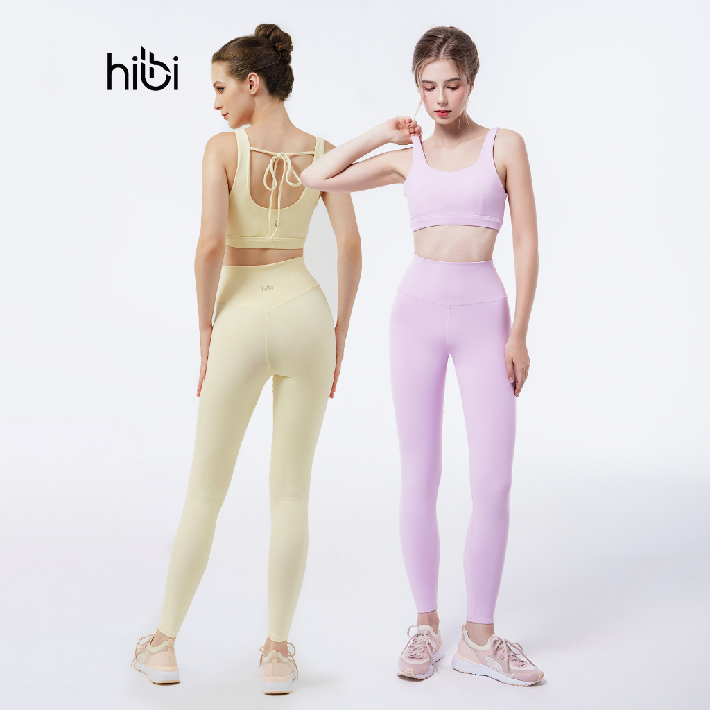 Set Đồ Tập Yoga Gym Luxury Hibi Sports H157 Áo Cổ Vuông Cách Điệu Cột Dây Vai, Kèm Mút Ngực, Chất Vải Hi-Fabric