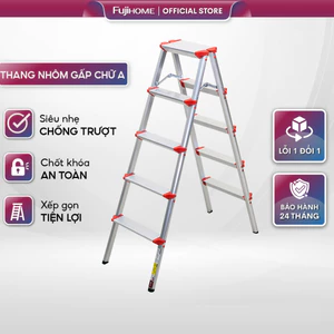 Thang ghế nhôm chữ A 3-4-5-6 bậc cao 0.76M-1,46M gấp gọn nhập khẩu FUJIHOME đa năng chính hãng