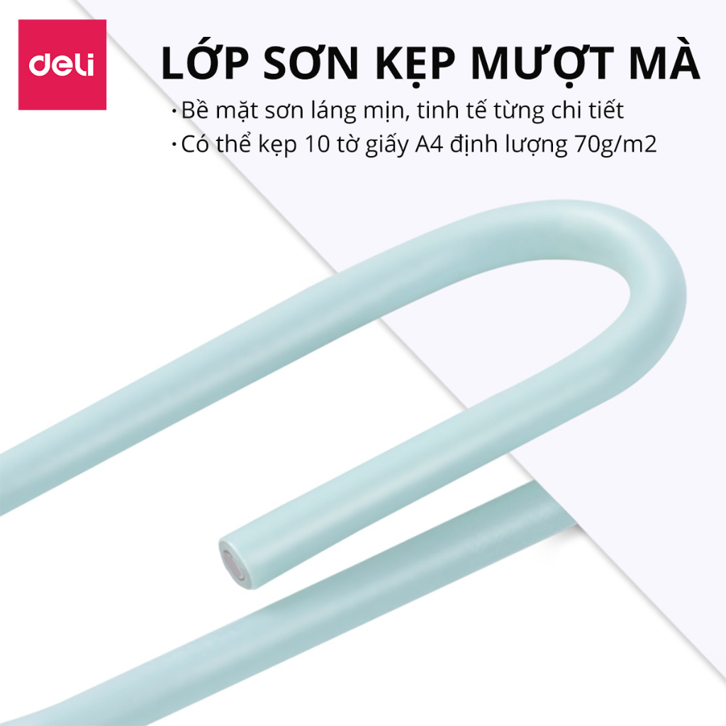 Hộp 100 160 200 ghim vòng kẹp giấy Deli kẹp tài liệu văn phòng phẩm nhỏ gọn giữ giấy tờ màu sắc pastel đa năng tiện lợi
